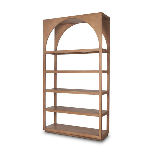 47" Brown Arched Solid Wood Five Tier Bookcase HomeRoots