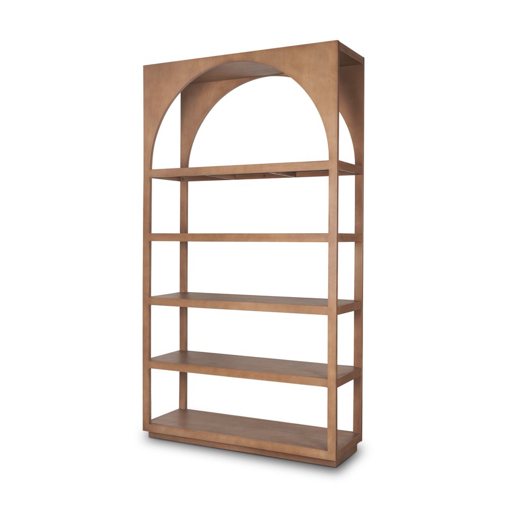 47" Brown Arched Solid Wood Five Tier Bookcase HomeRoots
