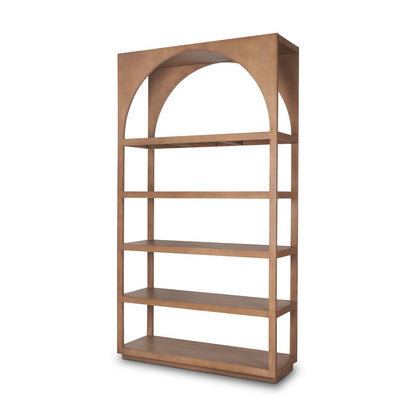 47" Brown Arched Solid Wood Five Tier Bookcase HomeRoots
