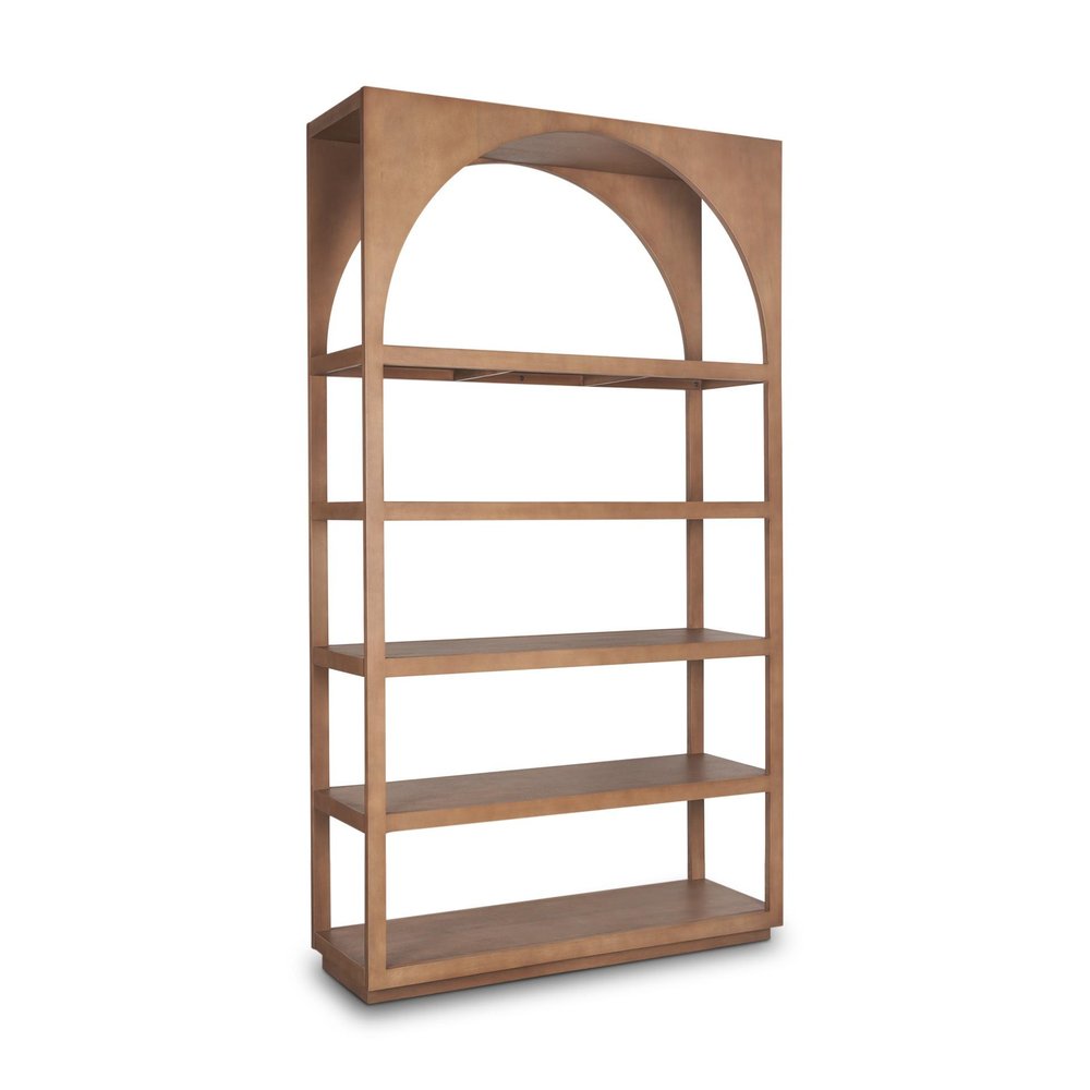 47" Brown Arched Solid Wood Five Tier Bookcase HomeRoots