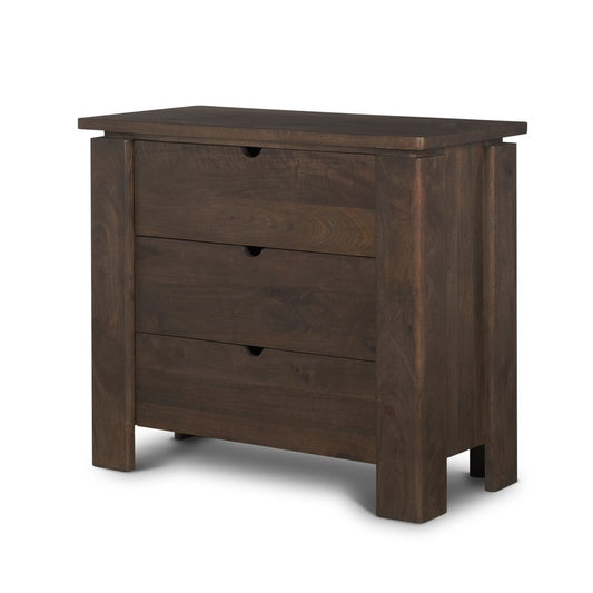 36" Dark Brown Solid Wood Accent Cabinet With Three Drawers HomeRoots