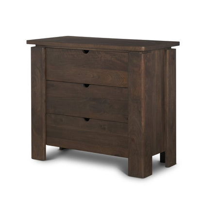 36" Dark Brown Solid Wood Accent Cabinet With Three Drawers HomeRoots