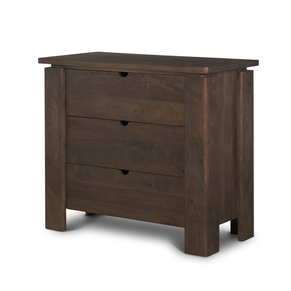 36" Dark Brown Solid Wood Accent Cabinet With Three Drawers HomeRoots