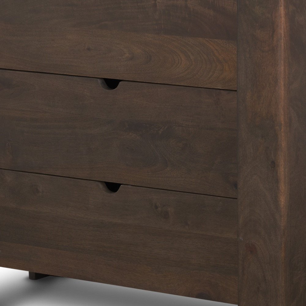 36" Dark Brown Solid Wood Accent Cabinet With Three Drawers HomeRoots
