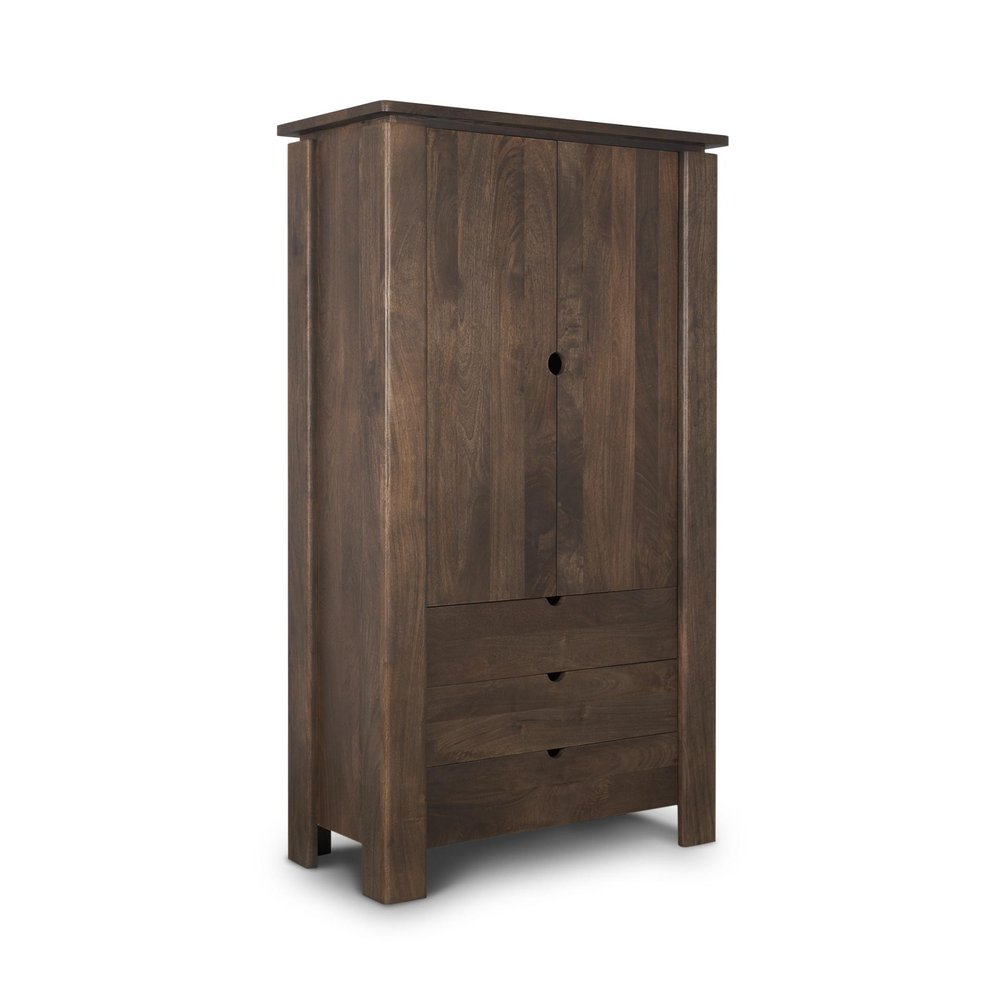 40" Dark Brown Solid Wood Curio Cabinet With Two Doors And Three Drawers — view 5