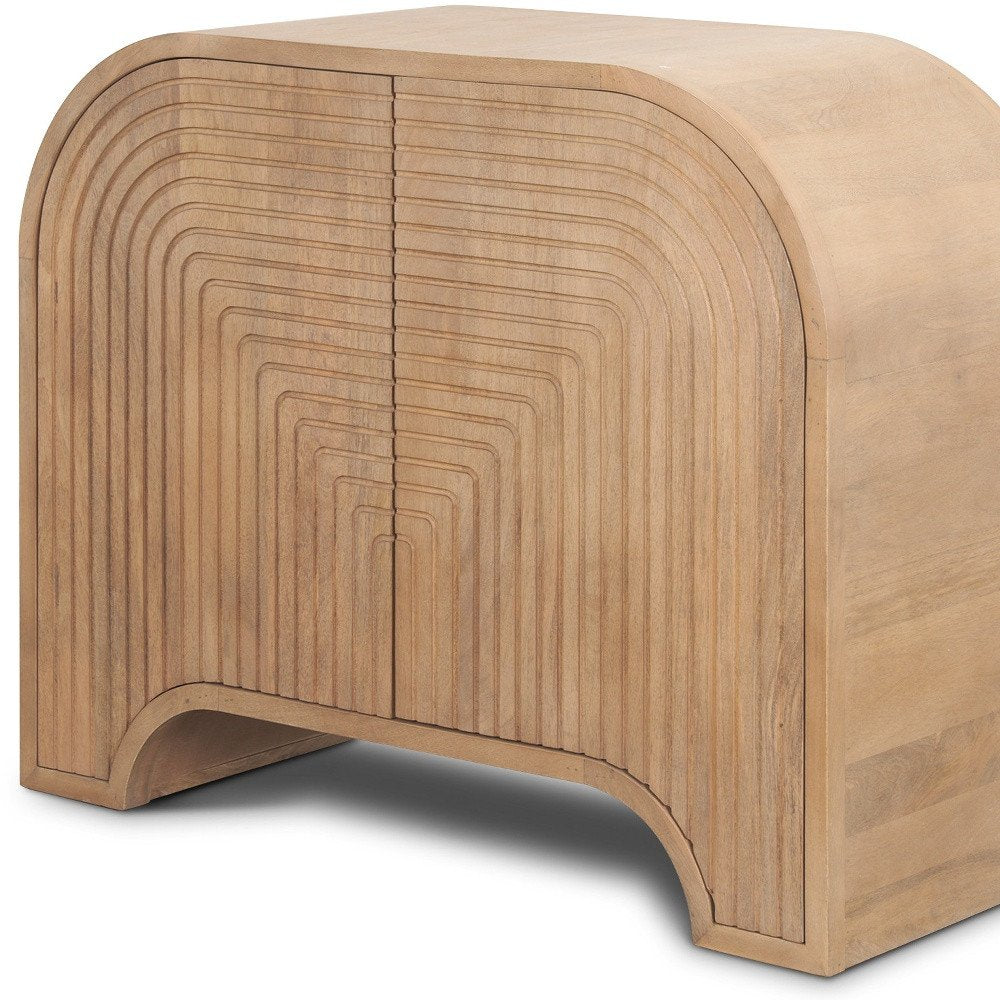 32" Natural Solid Wood Textured Door Accent Cabinet With Two Doors — view 3