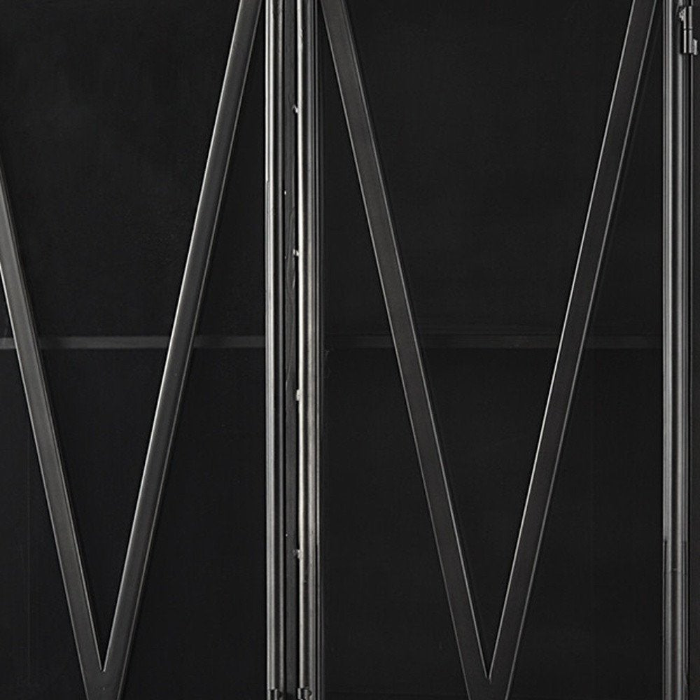 38" Black Glass and Metal Display Cabinet With Two Doors HomeRoots