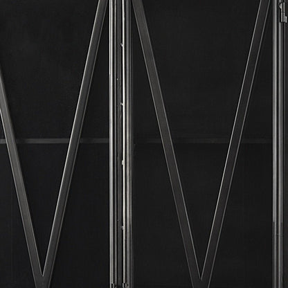 38" Black Glass and Metal Display Cabinet With Two Doors HomeRoots