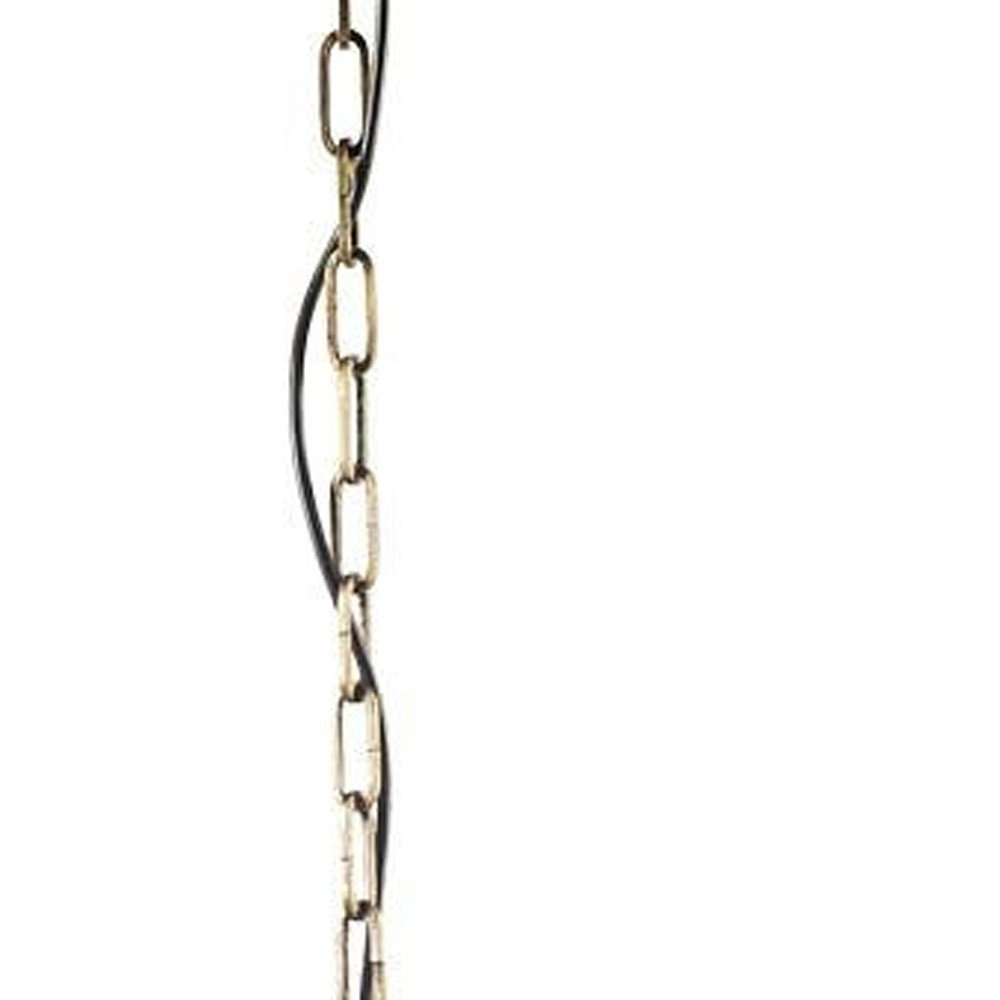 White And Gold Empire Three Light Metal and Beads Dimmable Chandelier HomeRoots