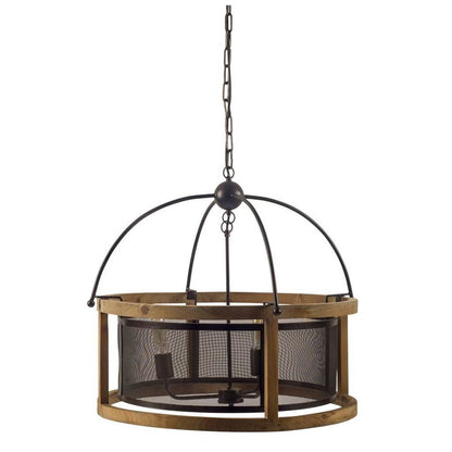 Black Caged Three Light Metal Dimmable Chandelier