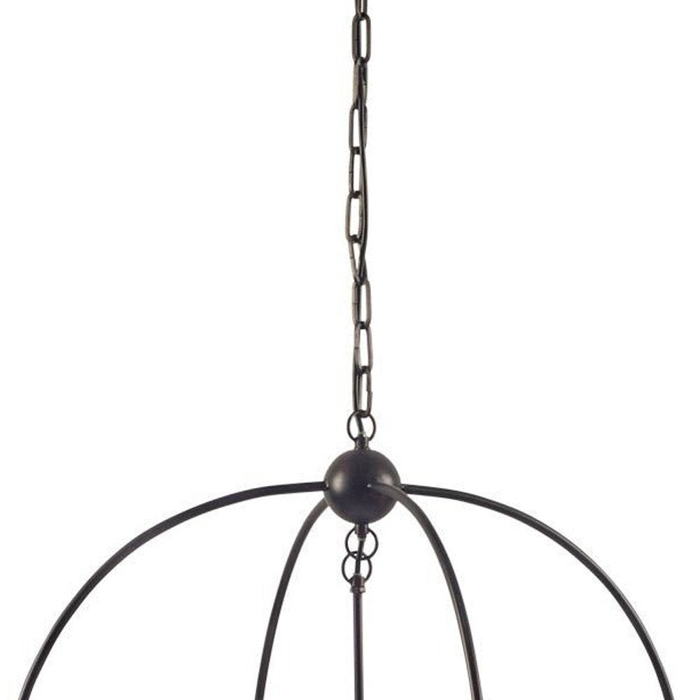 Black Caged Three Light Metal Dimmable Chandelier — view 3