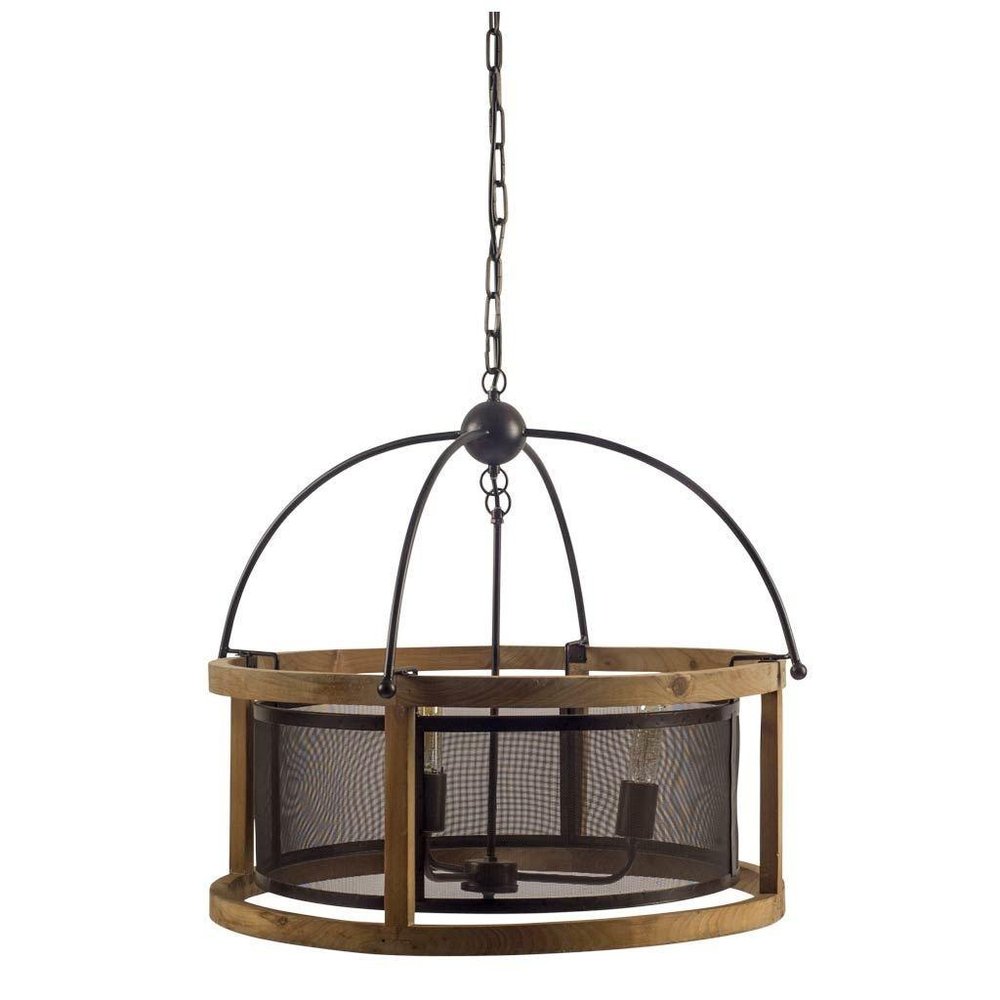 Black Caged Three Light Metal Dimmable Chandelier HomeRoots