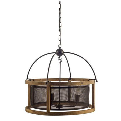 Black Caged Three Light Metal Dimmable Chandelier HomeRoots