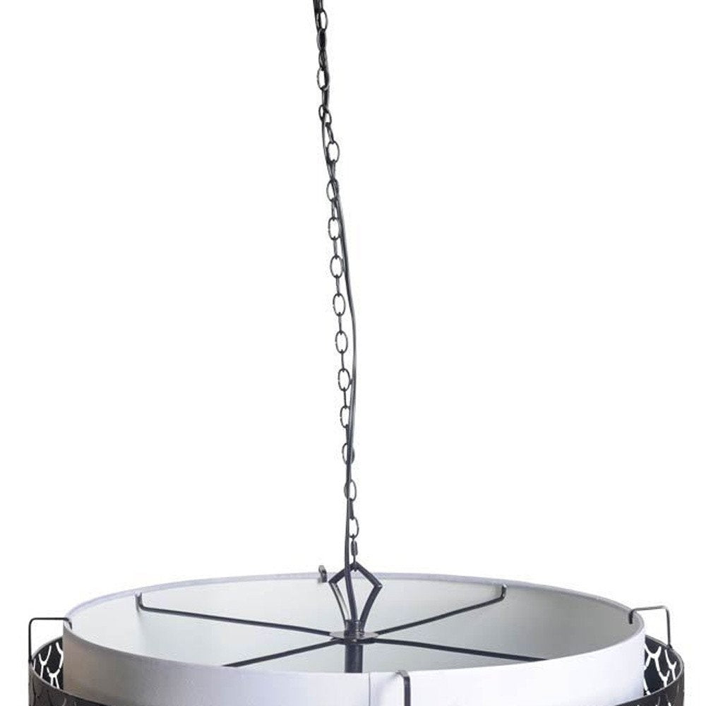 Charcoal Black And White Drum Metal Dimmable Chandelier With Black Shades — view 3