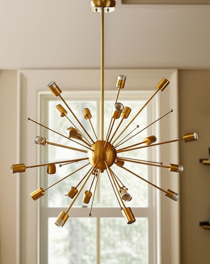 Gold Multi Light Metal Dimmable Chandelier — view 5