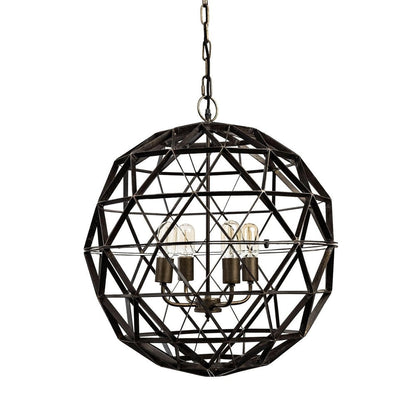 Black Caged Four Light Metal Dimmable Chandelier HomeRoots