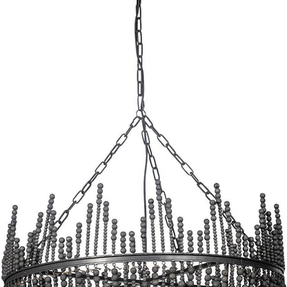 Black Unique Statement Four Light Metal and Beads Dimmable Chandelier HomeRoots