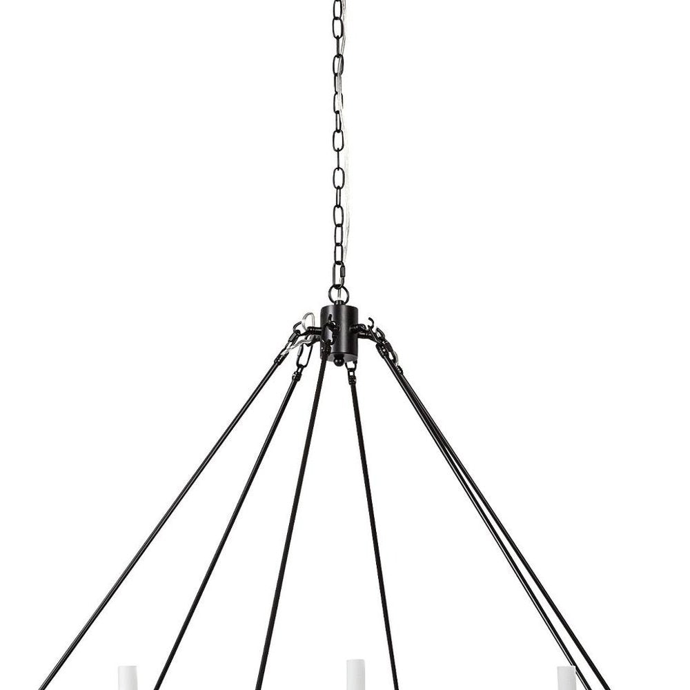 Black Candle Style Twelve Light Glass Dimmable Chandelier HomeRoots