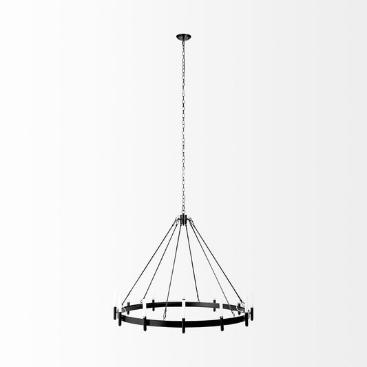 Black Candle Style Twelve Light Glass Dimmable Chandelier HomeRoots