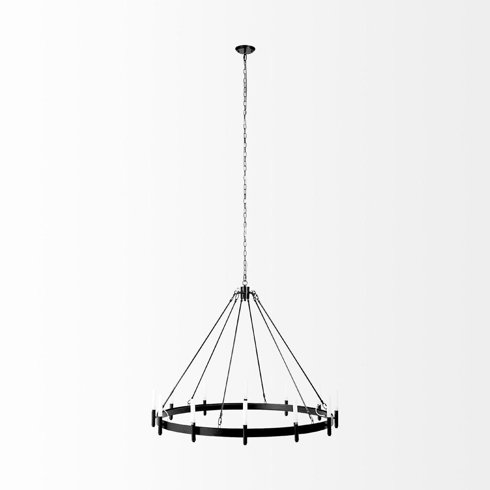 Black Candle Style Twelve Light Glass Dimmable Chandelier HomeRoots