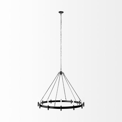 Black Candle Style Twelve Light Glass Dimmable Chandelier HomeRoots