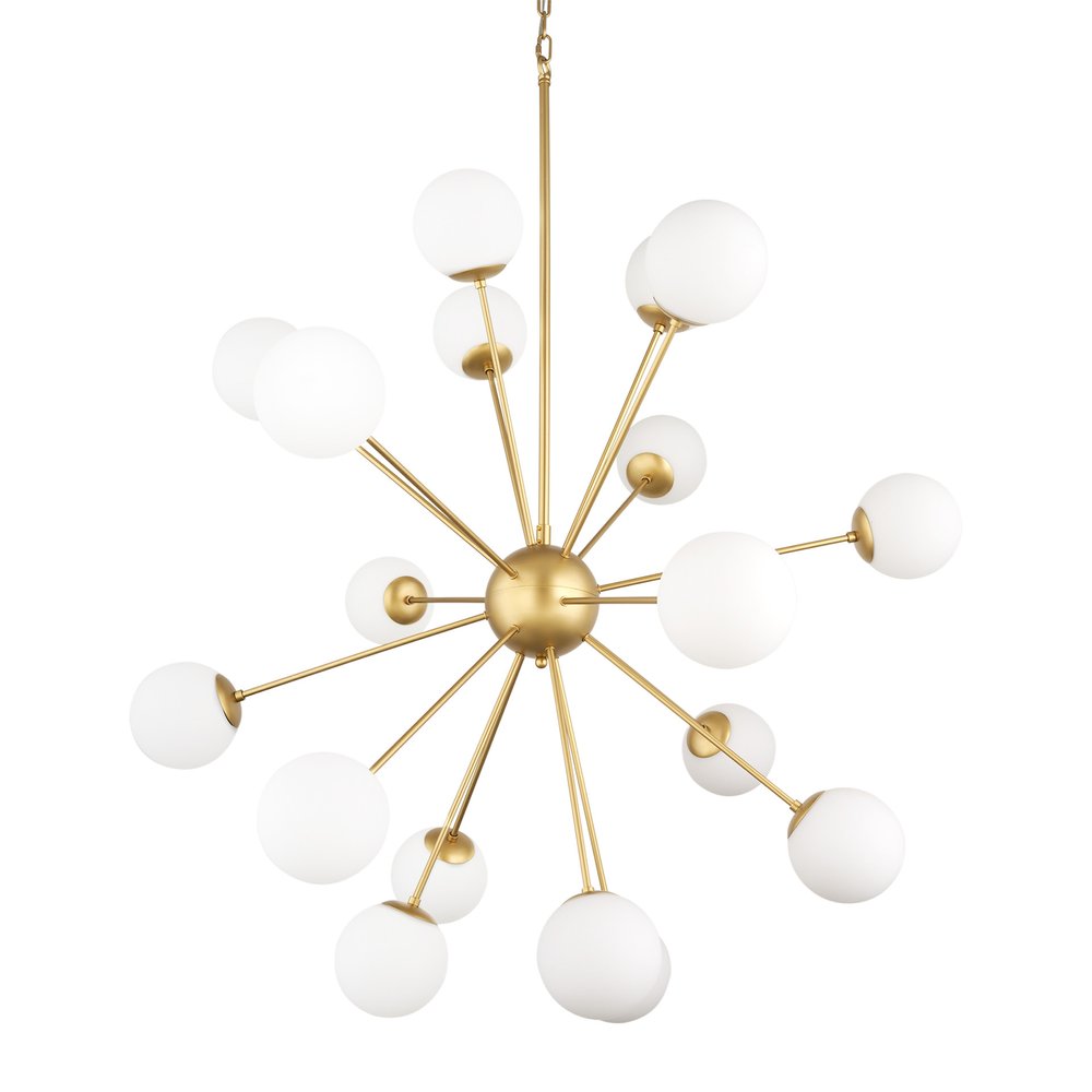 Gold Sputnik Multi Light Frosted Metal and Glass Dimmable Chandelier With White Shades HomeRoots
