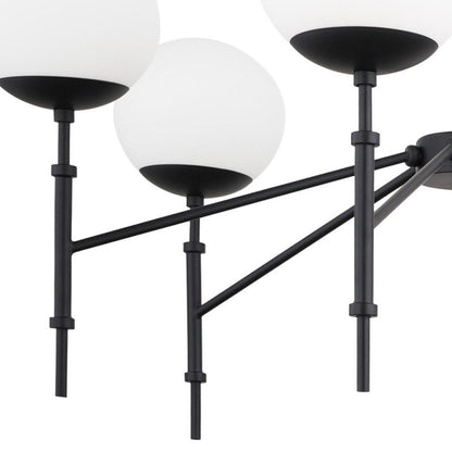Black Sputnik Six Light Metal and Frosted Glass Dimmable Chandelier HomeRoots