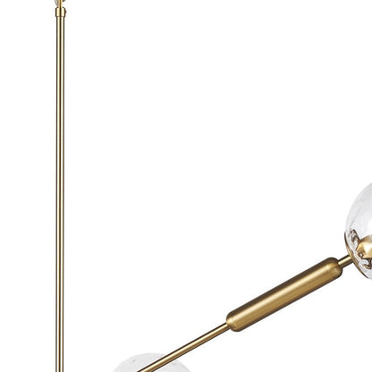 Gold Sputnik Six Light Metal and Glass Dimmable Chandelier With Clear Shades HomeRoots