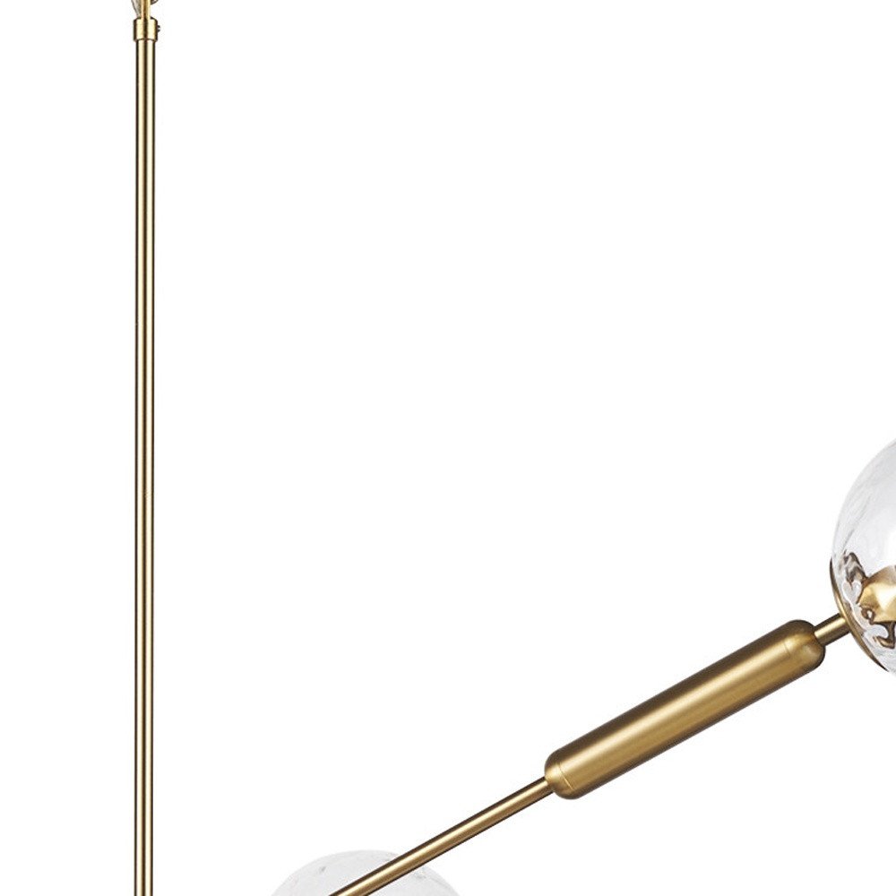 Gold Sputnik Six Light Metal and Glass Dimmable Chandelier With Clear Shades HomeRoots