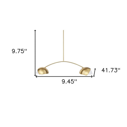 Brass Two Light Metal Dimmable Chandelier With White Shades HomeRoots
