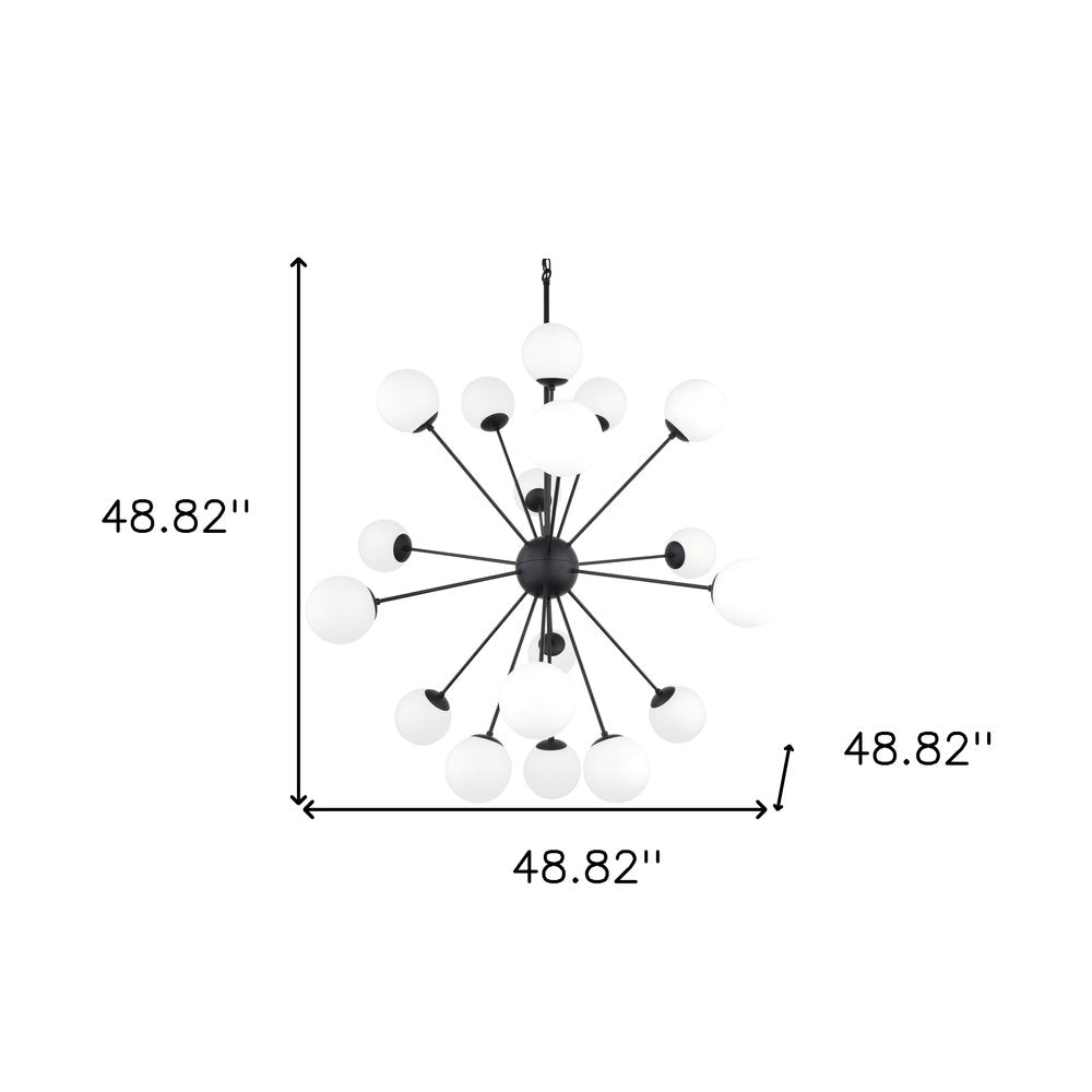 Black Eleven Light Frosted Metal and Glass Dimmable Chandelier With White Shades HomeRoots