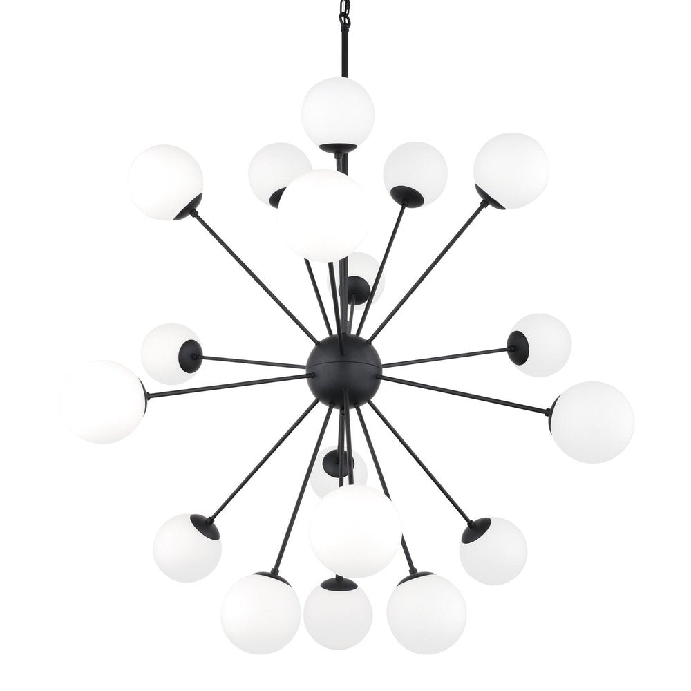 Black Eleven Light Frosted Metal and Glass Dimmable Chandelier With White Shades HomeRoots