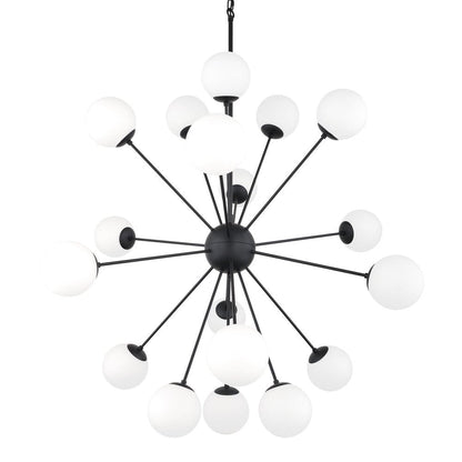 Black Eleven Light Frosted Metal and Glass Dimmable Chandelier With White Shades HomeRoots