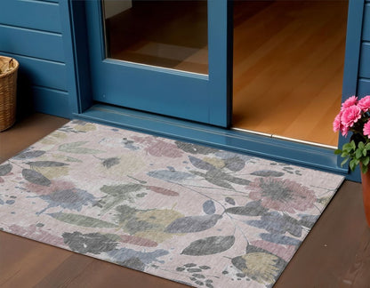 3' X 5' Blush And Mauve Floral Washable Indoor Outdoor Area Rug HomeRoots