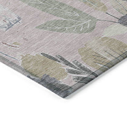 3' X 5' Blush And Mauve Floral Washable Indoor Outdoor Area Rug HomeRoots