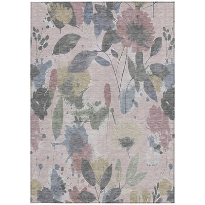 3' X 5' Blush And Mauve Floral Washable Indoor Outdoor Area Rug HomeRoots