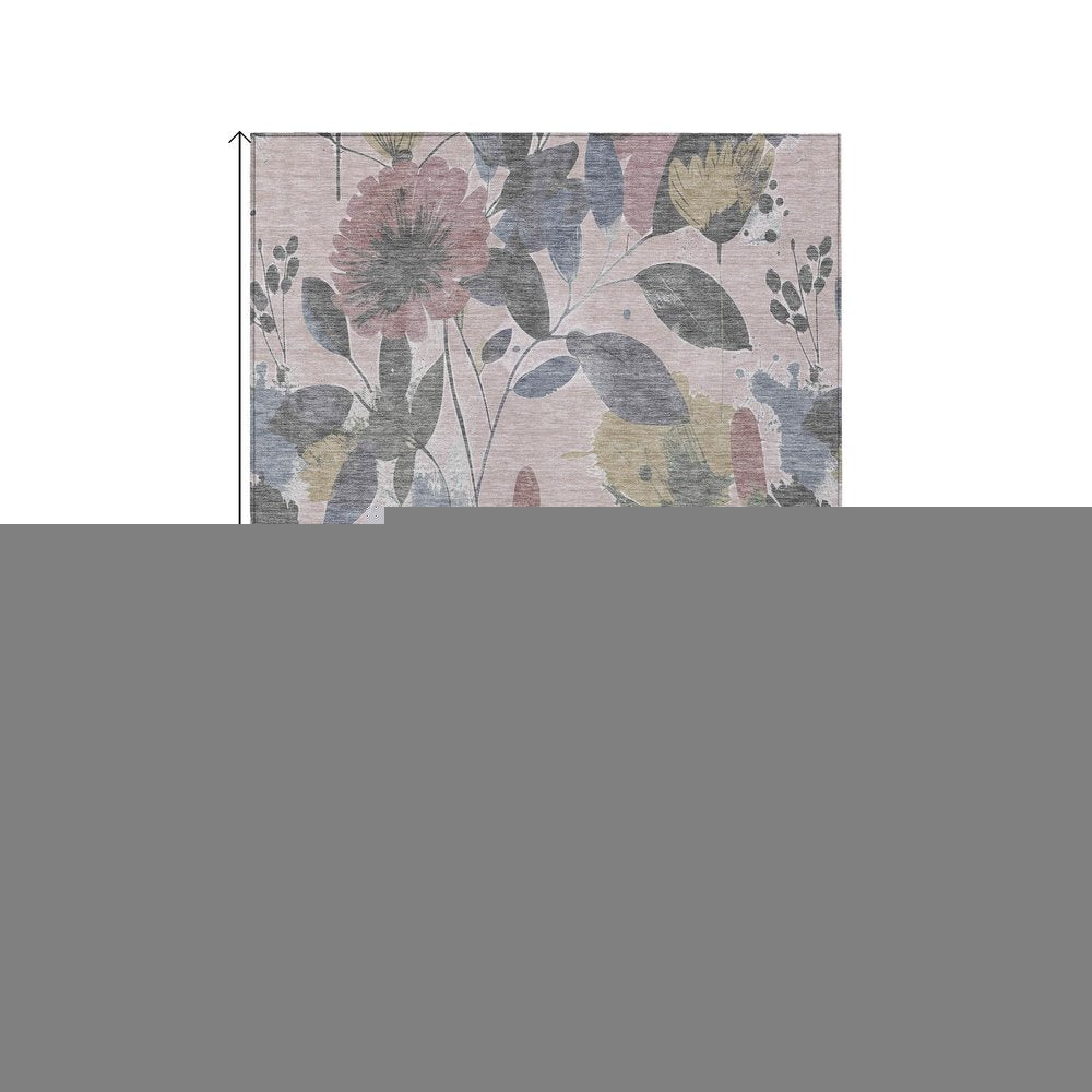 3' X 5' Blush And Mauve Floral Washable Indoor Outdoor Area Rug HomeRoots
