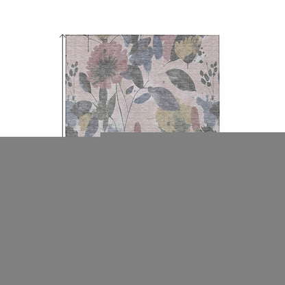 3' X 5' Blush And Mauve Floral Washable Indoor Outdoor Area Rug HomeRoots