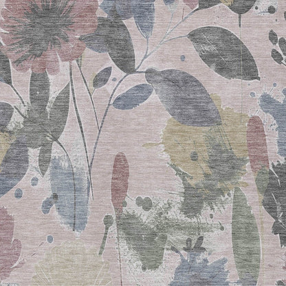 3' X 5' Blush And Mauve Floral Washable Indoor Outdoor Area Rug HomeRoots