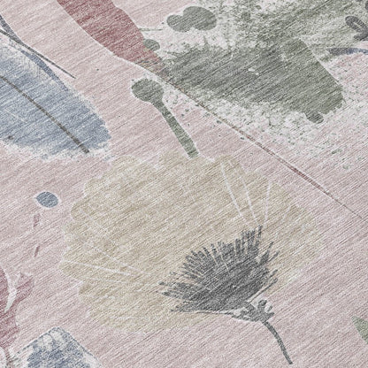 3' X 5' Blush And Mauve Floral Washable Indoor Outdoor Area Rug HomeRoots