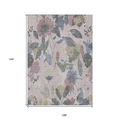 3' X 5' Blush And Mauve Floral Washable Indoor Outdoor Area Rug HomeRoots