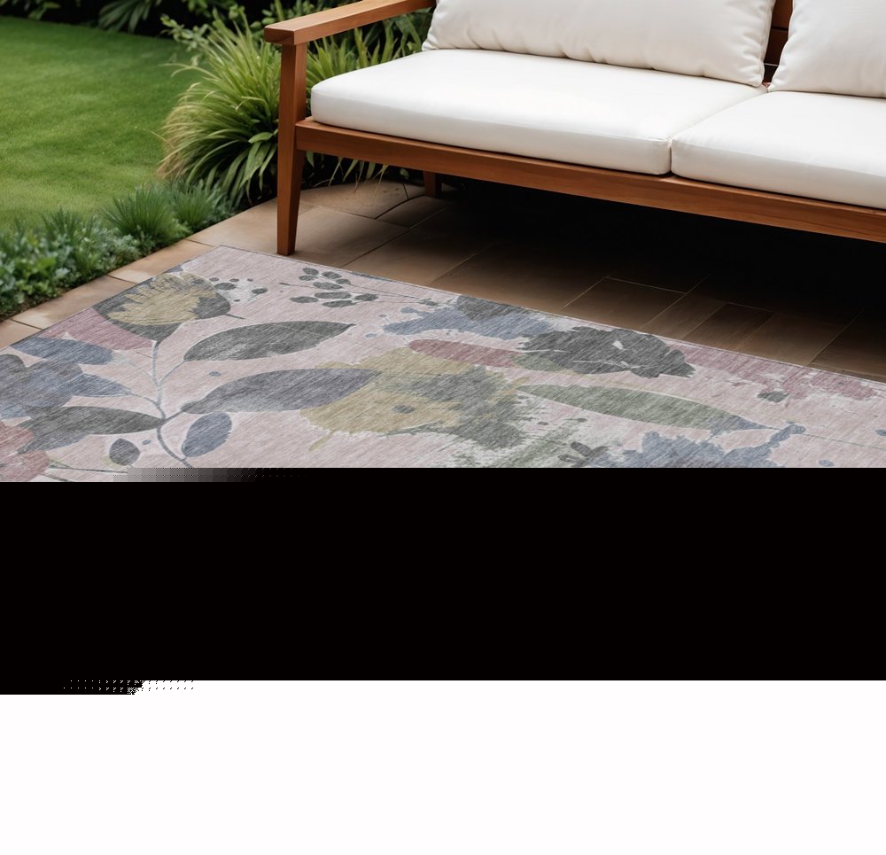 3' X 5' Blush And Mauve Floral Washable Indoor Outdoor Area Rug HomeRoots