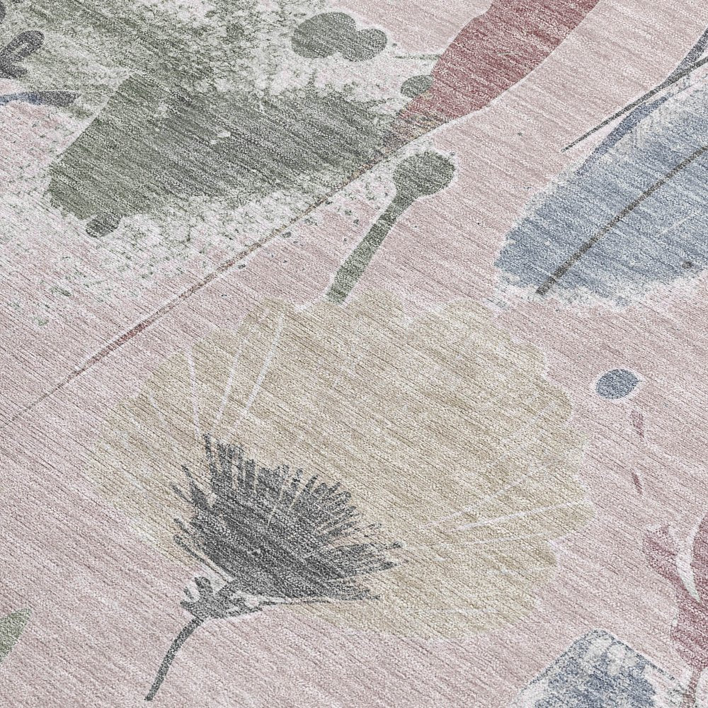 3' X 5' Blush And Mauve Floral Washable Indoor Outdoor Area Rug — view 70