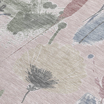 3' X 5' Blush And Mauve Floral Washable Indoor Outdoor Area Rug HomeRoots