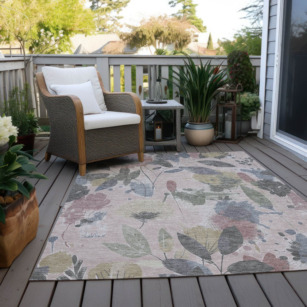 3' X 5' Blush And Mauve Floral Washable Indoor Outdoor Area Rug HomeRoots
