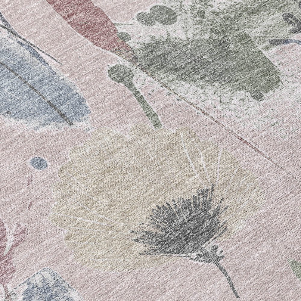 3' X 5' Blush And Mauve Floral Washable Indoor Outdoor Area Rug HomeRoots