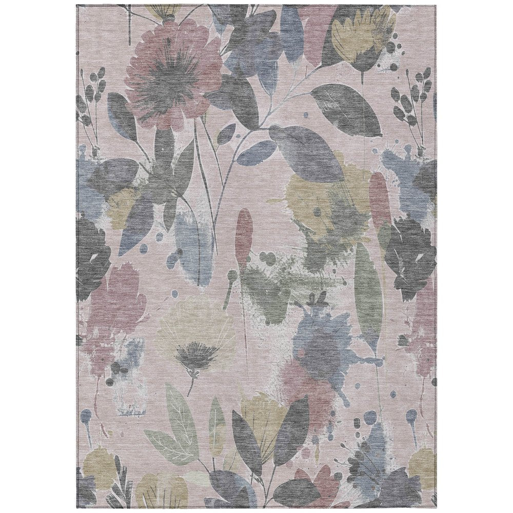 3' X 5' Blush And Mauve Floral Washable Indoor Outdoor Area Rug — view 102