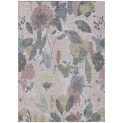 3' X 5' Blush And Mauve Floral Washable Indoor Outdoor Area Rug HomeRoots