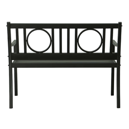 45" Black Metal Geometric Back Garden Patio Bench HomeRoots