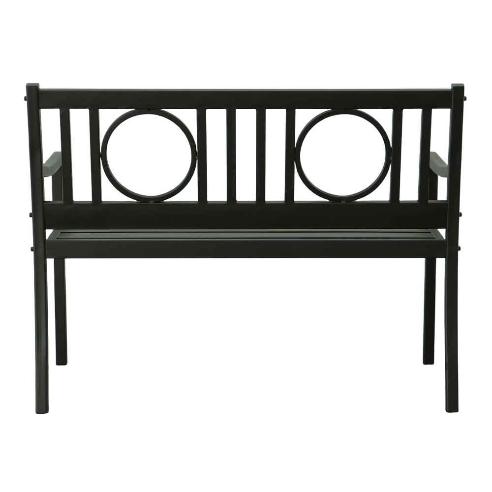 45" Black Metal Geometric Back Garden Patio Bench HomeRoots